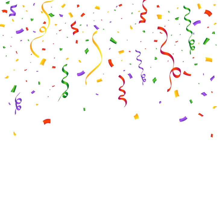 colorful streamers and confetti on a white background