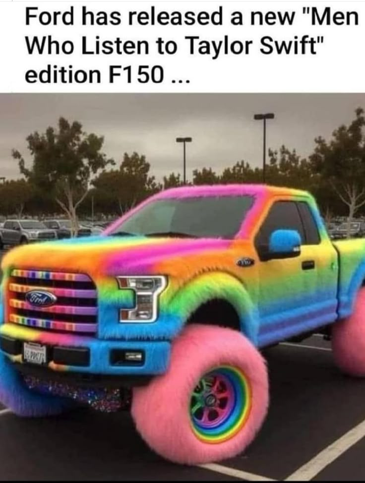 a truck that has been painted in rainbow colors