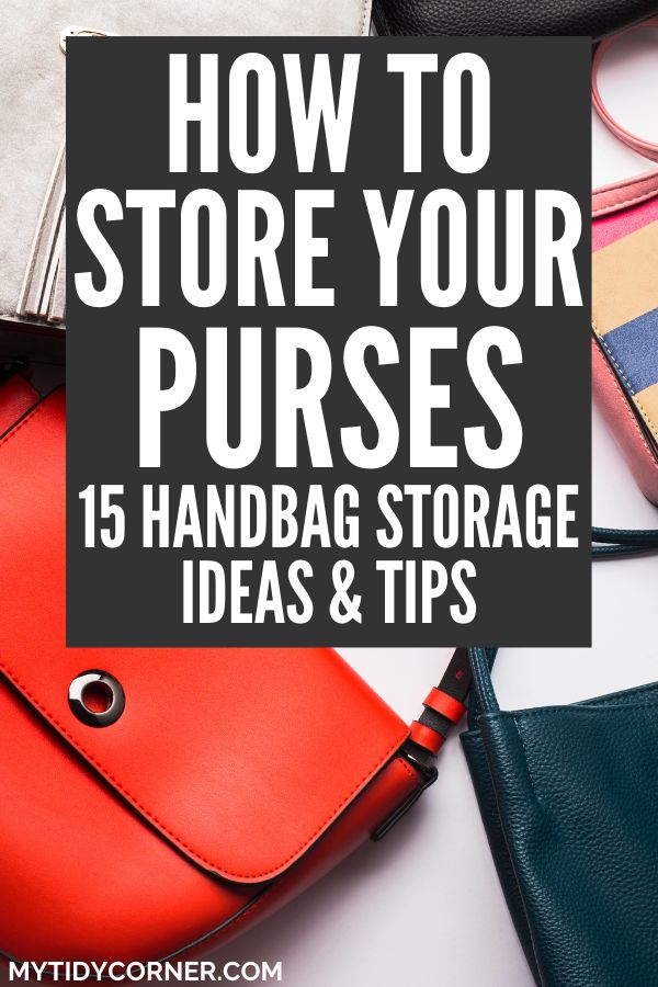 Looking for tips on how to store purses? These simple handbag storage ideas and tips will help keep your bags organized and in good shape. Handbag Storage Ideas, Purse Hacks, Organizing Purses In Closet, Storing Handbags, Hand Bag Storage Ideas, Store Purses, Diy Purse Organizer, Hanging Purses, Purse Display