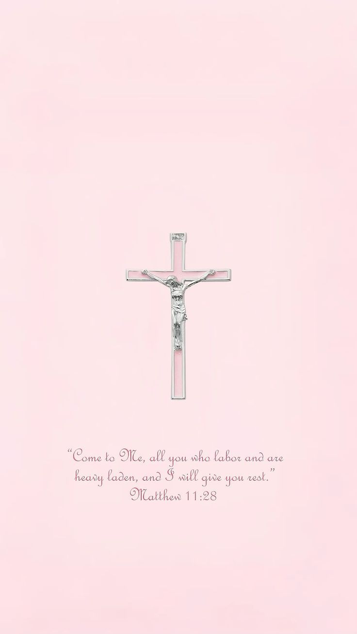 a cross on a pink background with the words, come to me, all you are able