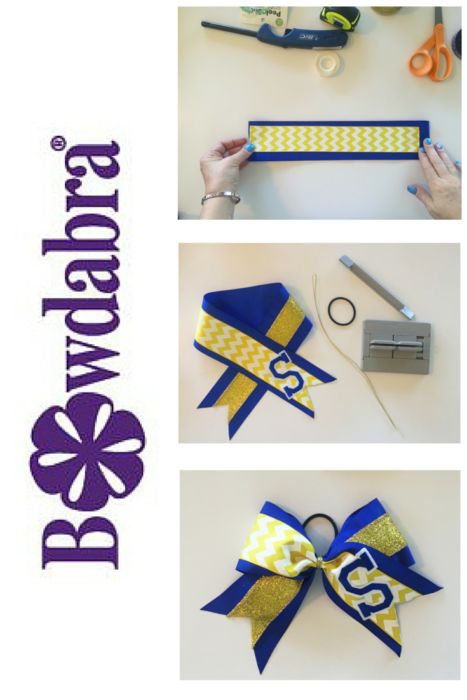 the instructions for how to make a ribbon bow with scissors and glue on top of it