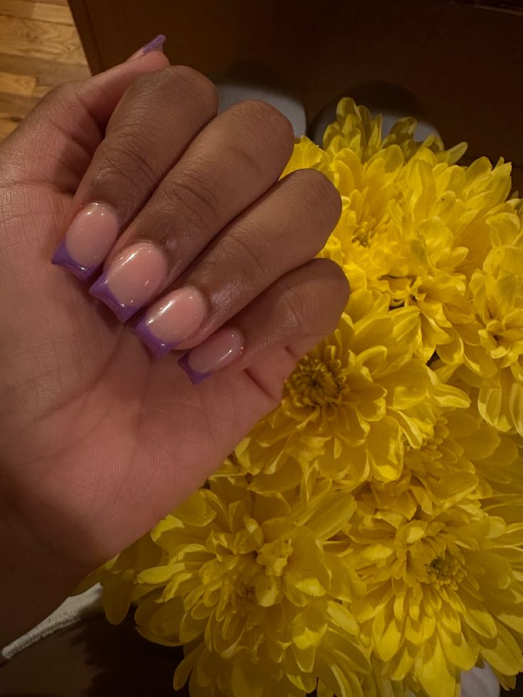 Loveee itttt French Tip Dark Purple, Dark Purple French Tips, Purple French Tips, Purple French Tip, Purple French, Hoco Nails, French Tips, Dark Purple, Nail Inspo