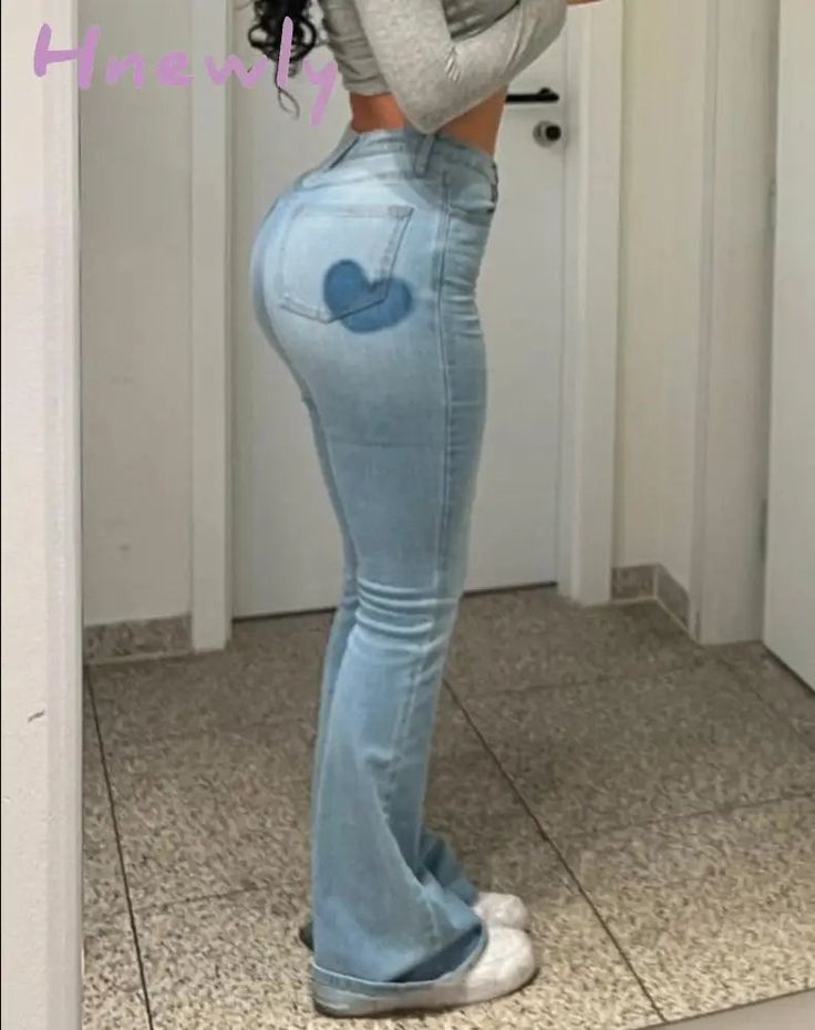 Women Trumpet Jeans Slim Sexy Love Print Denim Horn Trousers Y2k High Waist Casual Flared Long Pants Streetwear Clothing Female Non-stretch Y2k Flare Jeans, Stretch Blue Jeans Y2k Style, Y2k Style Stretch Blue Jeans, Blue Stretch Y2k Jeans, Y2k High Waist Medium Wash Jeans, Blue Stretch Y2k Pants, Blue Non-stretch Y2k Jeans, Y2k High Rise Cargo Jeans, High Waist Cotton Flare Jeans Y2k Style