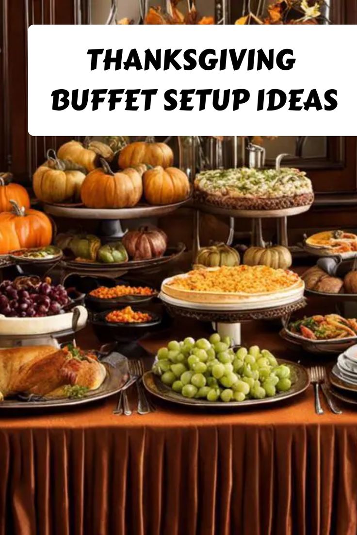 a table topped with lots of different types of thanksgiving foods and desserts on it