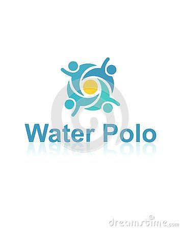 water polo logo with people holding hands and the sun in the sky above them, on a white background