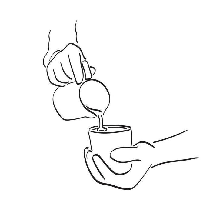 someone is pouring something into a cup with their hand on the coffee mug and holding it in