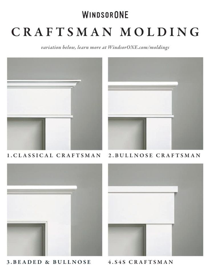 four different types of windows with the words craftsman molding written on them in black and white