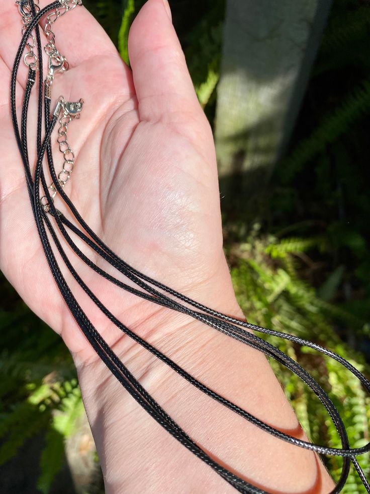 Black Cord Necklace Black Cord Necklace measures 18 inches with an extender of an additional 2 inches. Black Cord Necklace, Necklace Black, Cord Necklace, Black