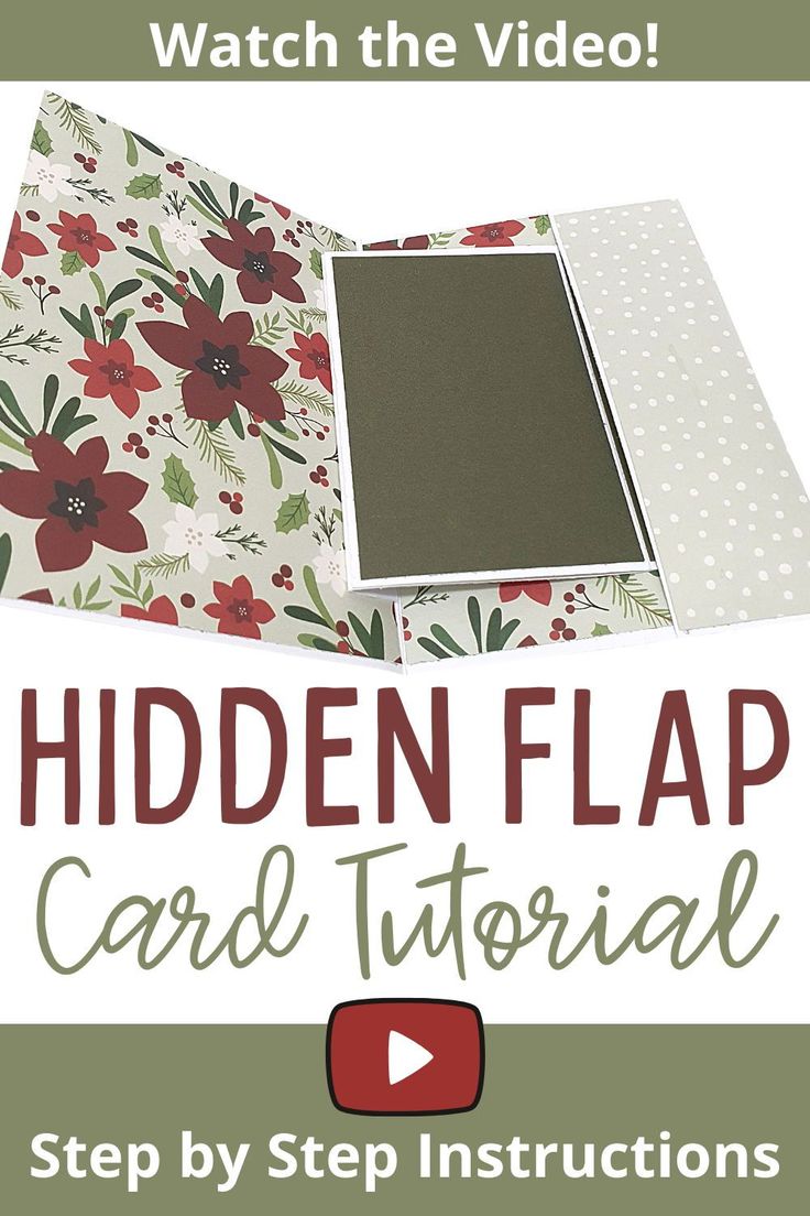 an open book with the title hidden flap card tutor on it and video instructions below