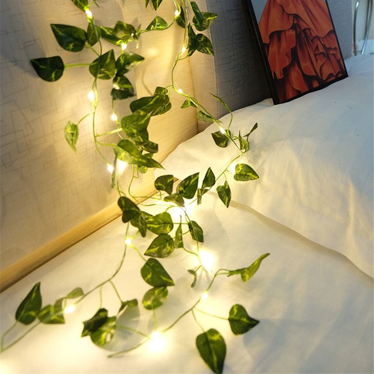 Garden Vine LED String Lights Watermelon Leaves, Green String Lights, Led Fairy String Lights, Ivy Vine, Garden Vines, Artificial Leaf, Christmas Tree Garland, Tree Garland, Light Garland