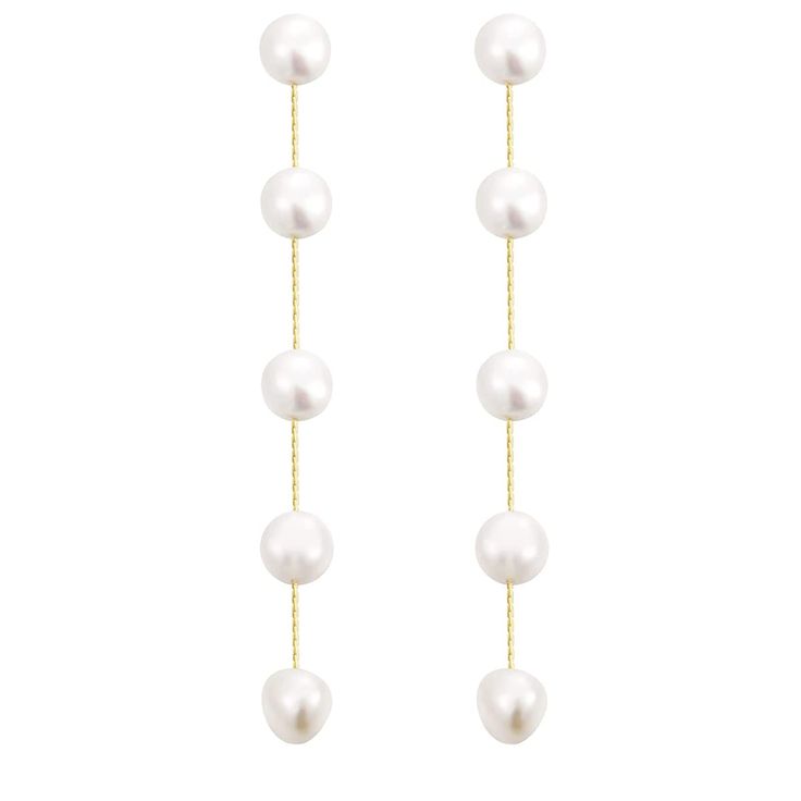 PRICES MAY VARY. Material:This long pearl drop earrings is handcrafted in 14k real Gold /silver plated .simple string pearl drops. Each piece slightly different due to Swarovski pearls. These pearl drop earrings are so lightweight yet make any dress elegant. Size:Length: 9.8 cm ,Pearl width: 0.8 cm.The quality is great& lightweight .these earrings were the perfect fit.they were perfect to wear all day. Stunning：the pearls are stunning.modern, simplistic, classic, timeless For any bridal/wedding Formal Dangle Pearl Chain Jewelry, White Pearl Charm Threader Drop Earrings, Formal Long Drop Pearl Drop Jewelry, Graceful White Dangle Jewelry, Formal Long Drop Pearl Jewelry, Classic Dangle Jewelry With Pearl Chain, White Gold Dangle Earrings With Pearl Charm, White Gold Dangle Jewelry With Pearl Charm, White Gold Pearl Dangle Jewelry