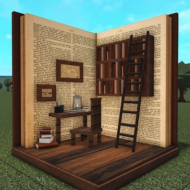 an open book with a ladder leaning against it