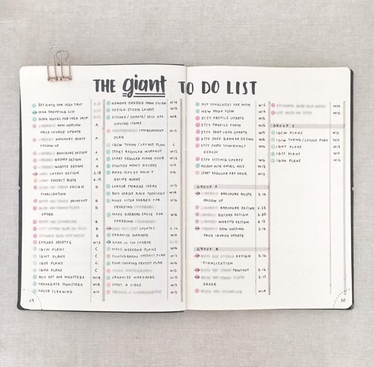 the giant to do list book is open