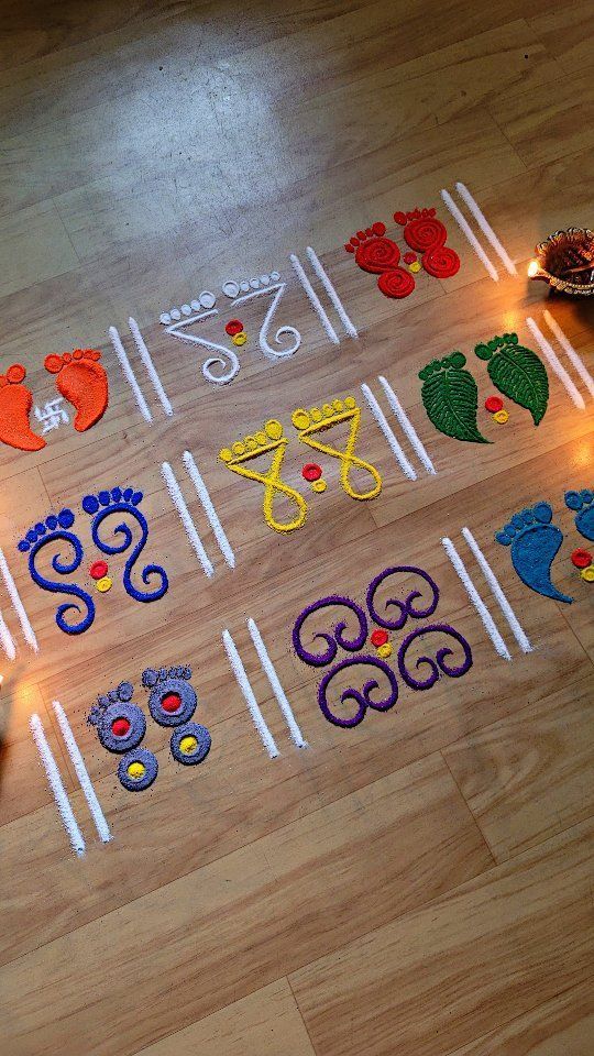 a wooden floor covered in lots of different types of crafts on it's side