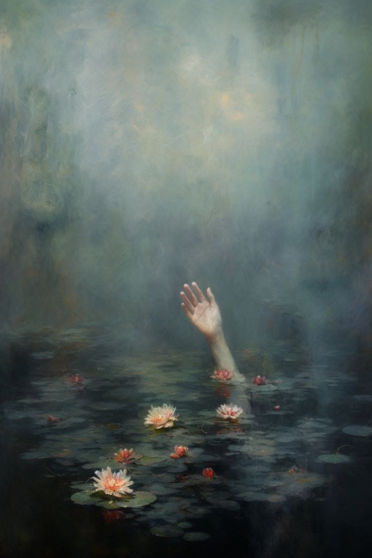 Water Nymph Painting, Ophelia In The Water, Ophelia Inspired Art, Ophelia Core Aesthetic, Ophelia Painting Wallpaper, Art That Makes You Feel, Medieval Paintings Aesthetic, Tragic Aesthetic, Medieval Art Aesthetic