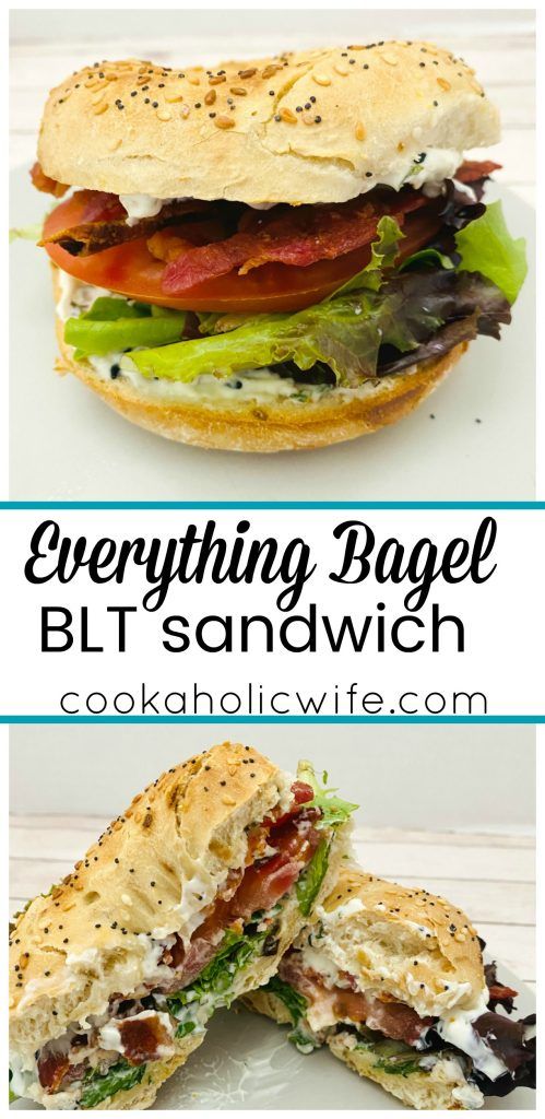 the everything bagel blt sandwich with bacon, lettuce and tomato on it