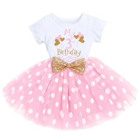 Idea Vogue Choice: Lovely cute and pretty baby girls summer 3rd birthday party fluffy tulle tutu dress, and match with sequin bowknot headband, adorable little pretty outfits clothes set, your angel baby princess will be best beautiful and attractive!!!  Exquisite Unique Chic Design: Embellished with special letters print and glittering sequin bowknot, short sleeve round neck tops with chic letters print, stylish and adorable. It looks awesome on your baby 1st birthday cake smash party and perfe Princess Dress Cake, Tutu En Tulle, Ladybug Dress, Anniversary Outfit, Birthday Tutu Dress, 2nd Birthday Outfit, Fancy Costumes, Birthday Girl Outfit