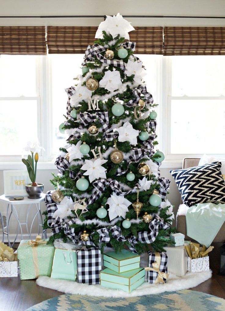 a decorated christmas tree in a living room