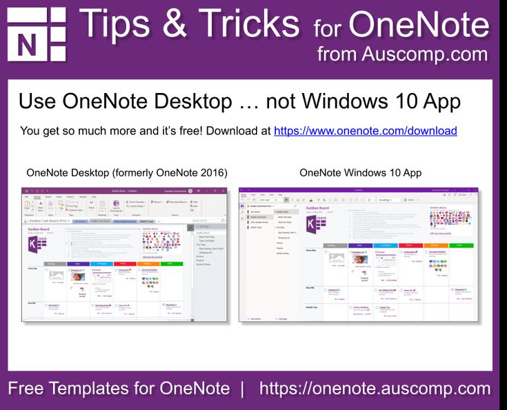 two screens showing how to use one note desktop