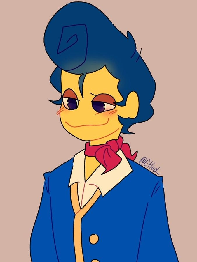 the simpsons character is wearing a blue suit and bow tie with his hair in a pony tail