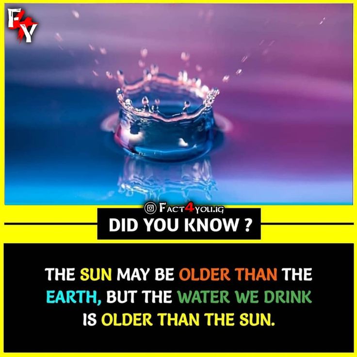 a water drop with the caption did you know? they may be older than the earth, but the water we drink is older than the sun