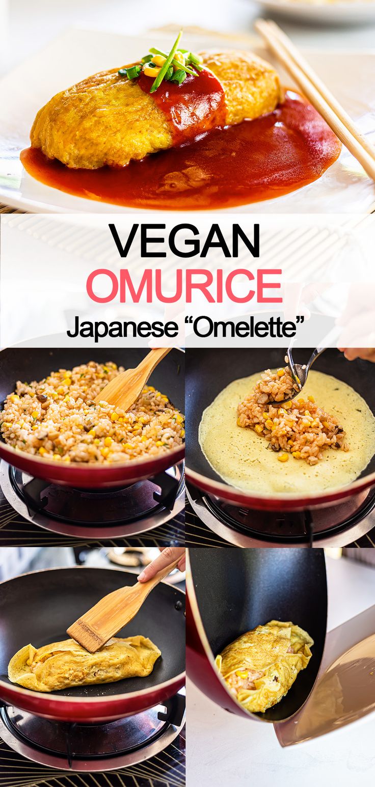 steps of preparing omurice Vegan Breakfast Ideas Easy, Asian Plant Based Recipes, Japan Food Recipes Easy, Vegan Recipes Asian, Japanese Breakfast Recipes Easy, Vegan Asian Breakfast, Japanese Food Vegan, Japanese Vegan, Japanese Vegan Breakfast