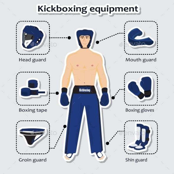 a man with boxing equipment in his hands and the words kickboxing equipment on it