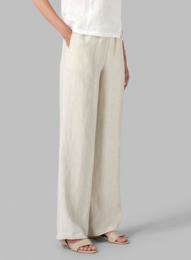 Linen Casual Extra Long Pants Elegant Full-length Neutral Pants, Elegant Full Length Neutral Pants, Versatile Neutral Straight Leg Pants, Versatile Straight Leg Neutral Pants, Elegant Neutral Wide Leg Pants For Loungewear, Elegant Neutral Wide Leg Pants, Classic Straight Pants For Loungewear, Elegant Linen Bottoms With Relaxed Fit, Classic Full-length Linen Wide Leg Pants