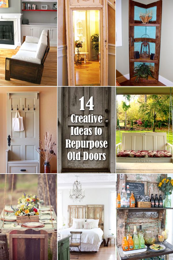 the front cover of an article about repurposed old doors and other decorating items