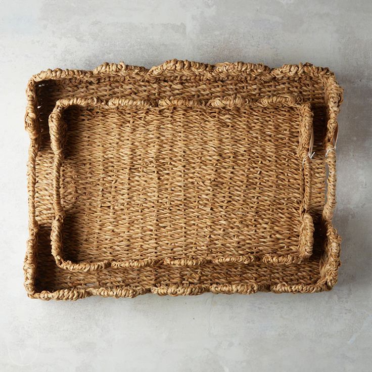 an empty wicker tray on a white background