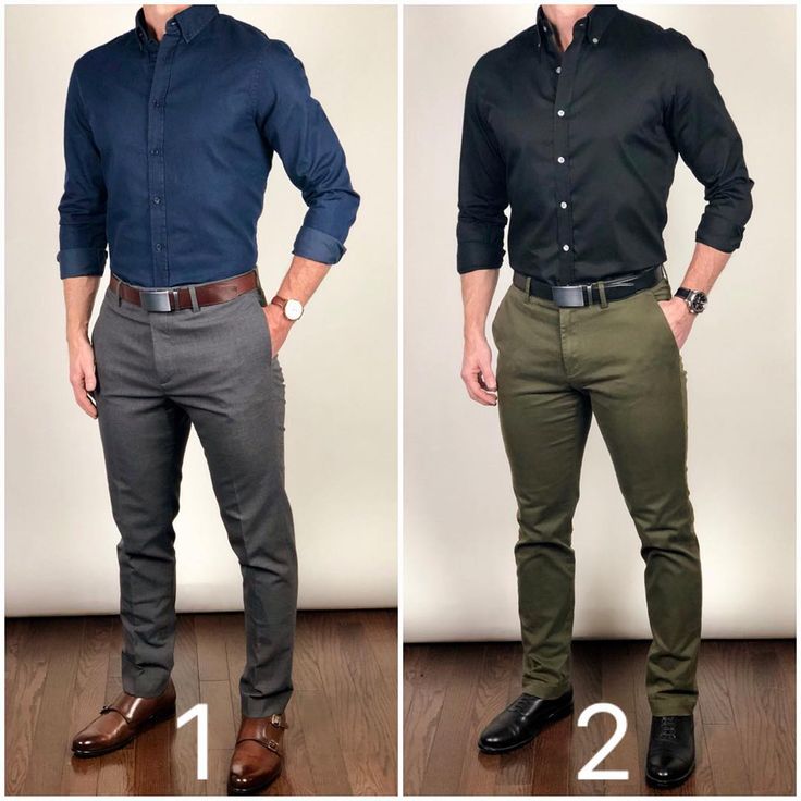 Which outfit would you pick to start you week on Monday❓🔵���📁 or ⚫️🌿❓ Happy Sunday❗️ You guys are awesome❗️😀😀😀 Belt Ceo Outfit Men, Ceo Style, Black Shirt Outfit Men, Mens Fashion Dress Shirts, Chinos Men Outfit, Black Shirt Outfits, Black Dress Shirt, Mens Business Casual Outfits, Shirt Outfit Men