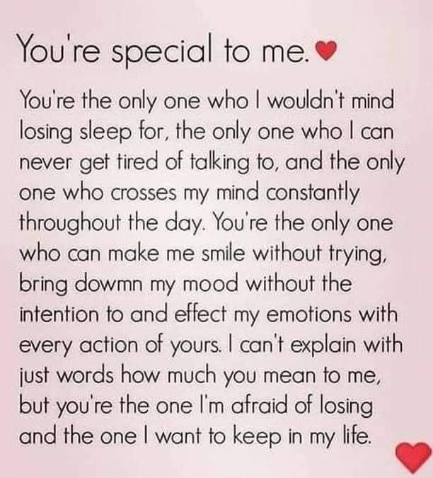 a poem written to someone on valentine's day that says, you're special to me