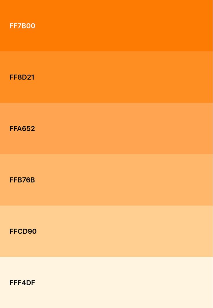 an orange and yellow color scheme with the words fff7b0, ff8