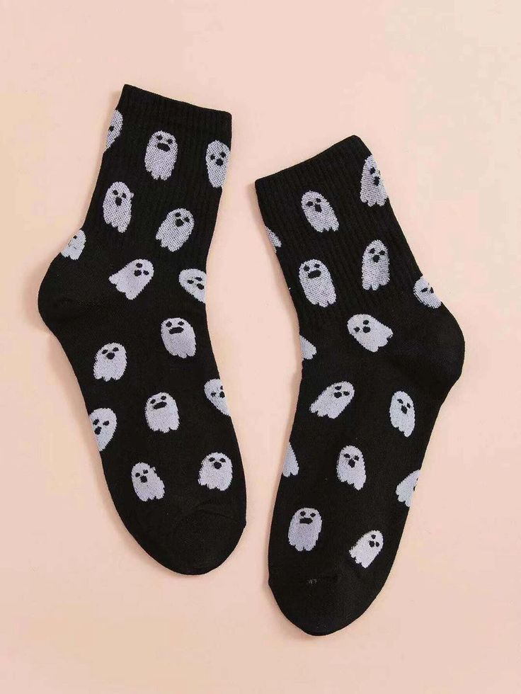 Socks Aesthetic, Ghost Print, Halloween Socks, Women Crew Socks, Pink Socks, Over The Knee Socks, Black Socks, Novelty Socks, Patterned Socks