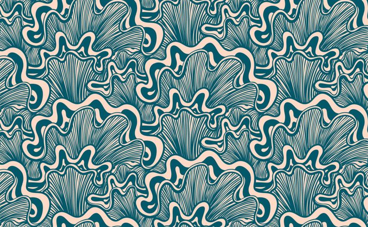 an abstract blue and white pattern with wavy lines on the surface, in shades of teal