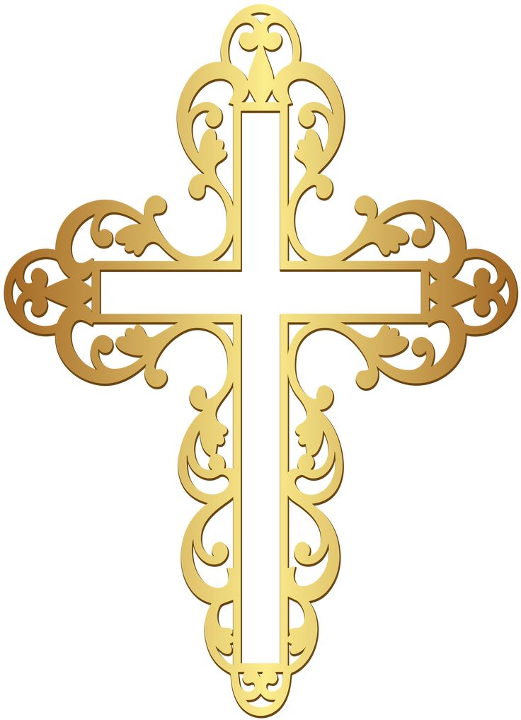 a gold cross with ornate designs on it