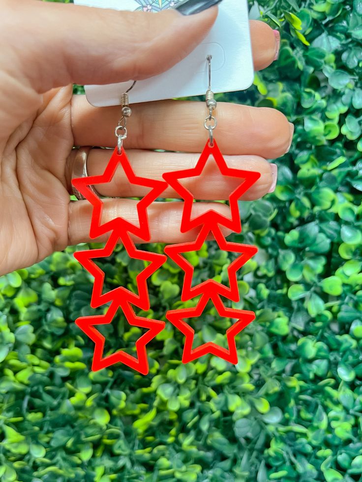 Lightweight star trio earrings Colour Star, Red White Blue, Red Color, Blue And Silver, Red And Blue, Red And White, Stars, Red, Blue