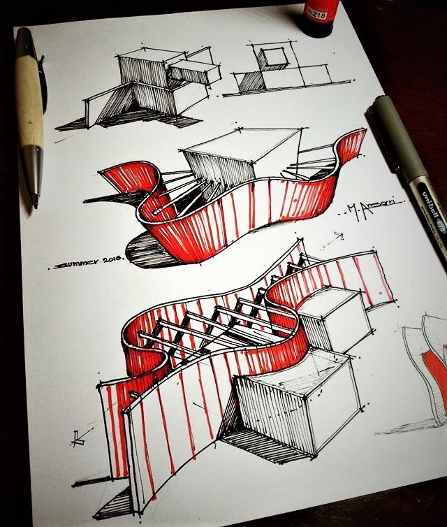 a drawing of some kind of structure on paper