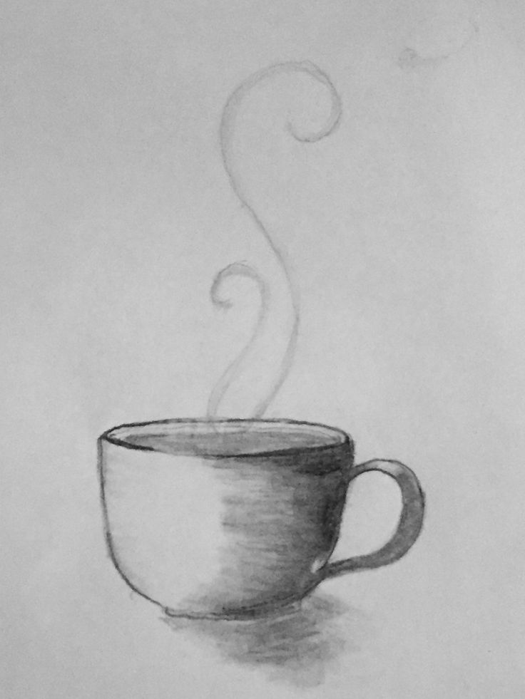 a drawing of a coffee cup with steam rising from it