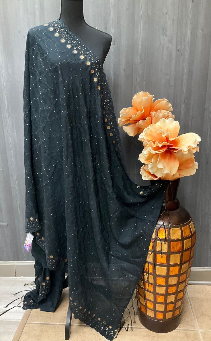 Cotton Dupatta with Sequin Work by AnandiFashionStore on Etsy Black Dupatta, Pink Dupatta, Cotton Dupatta, Elegant Drapes, Contemporary Outfits, Selling Products, Sequin Fabric, Color Pop, Sequin