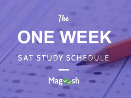 the one week sat study schedule with a pencil on top of it and text overlay