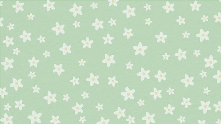 a green background with white flowers on it