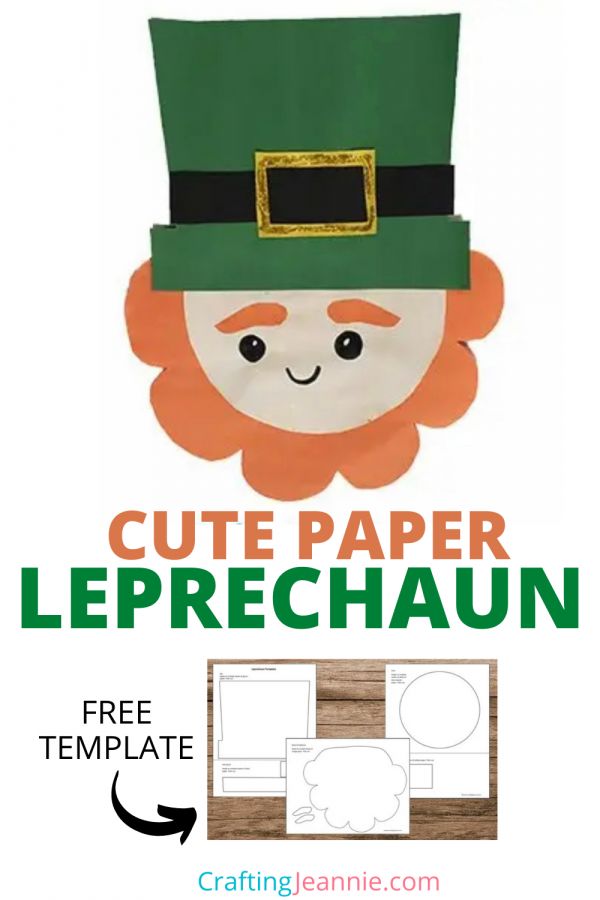 a leprechaun hat with the text cut paper leprechaun free template