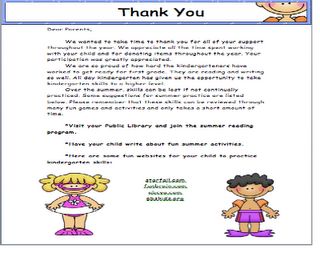 a thank letter for children to be given in the form of a child's name