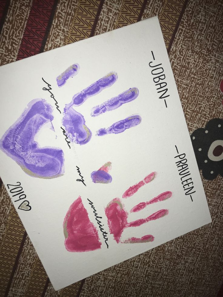 two handprints on a piece of white paper