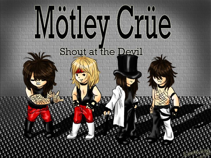 the motley crue band is featured in this poster for their upcoming album,'shoot at the devil '