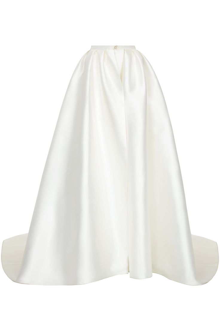 Luxury bridalwear brand Halfpenny London weaves Brit cool with a luxe sensibility, creating innovative, chic dresses and separates for the modern woman. The Christian Skirt is ready for a dramatic entrance with its Mikado overskirt...and pockets! Product Details 100% polyester. Mikado overskirt with button closure and pockets. Made in London. Care Instructions Dry-clean only. Do not bleach or tumble dry. Low iron. Size & Fit Made-to-order. See size chart for measurements. Shipping Details Ships Silk Full-length Bottoms For Wedding, Elegant A-line Satin Maxi Skirt, Elegant A-line Skirt For Gala, Chic White Satin Maxi Skirt, Elegant Wedding Gown With Pleated Back, Formal White Dress With Voluminous Skirt, Elegant A-line Bottoms For Evening, White Silk Dress With Voluminous Skirt, Elegant Full Skirt Dress For Wedding