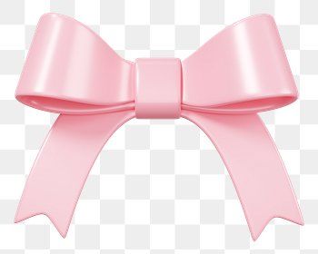 a pink bow on a white background, with transparent material for the top and bottom