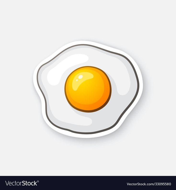 an fried egg sticker on a white background with shadow and space for your text