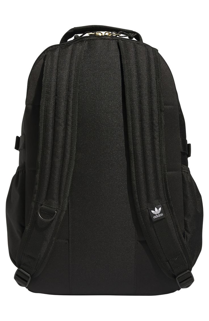 Keep your daily essentials conveniently stored in this roomy backpack, perfect for your day-to-day travels. Top carry handle; adjustable backpack straps Zip-around closure Exterior water bottle pockets Interior zippered pockets Lined Textile exterior and interior Imported Adidas Nylon Bags For Outdoor, Sporty Nylon Adidas Backpack, Adidas Nylon Backpack For Travel, Adidas Nylon Backpack For Everyday Use, Functional Adidas Backpack For Streetwear, Everyday Adidas Nylon Backpack, Adidas Functional Backpack For Streetwear, Adidas Everyday Nylon Backpack, Adidas Functional Streetwear Backpack